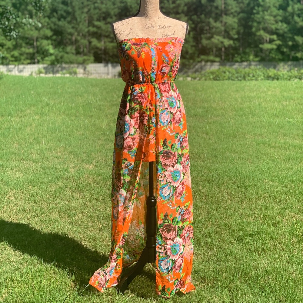 Strapless maxi dress